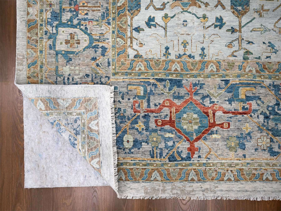 13'10" x 17'10" New Hand Knotted Grey Wool Rectangle Oriental Rug - MOA10284827