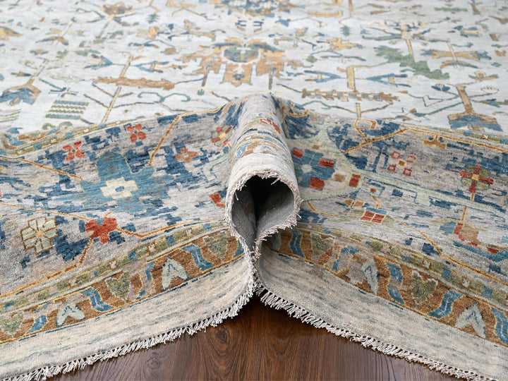 13'10" x 17'10" New Hand Knotted Grey Wool Rectangle Oriental Rug - MOA10284827