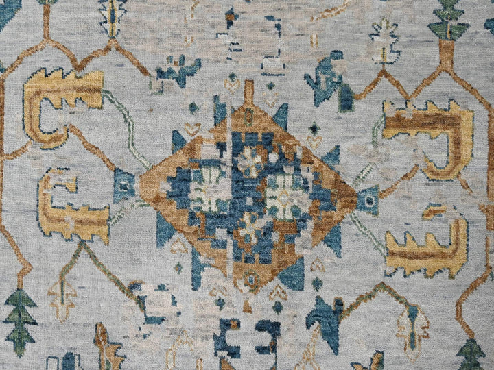 13'10" x 17'10" New Hand Knotted Grey Wool Rectangle Oriental Rug - MOA10284827