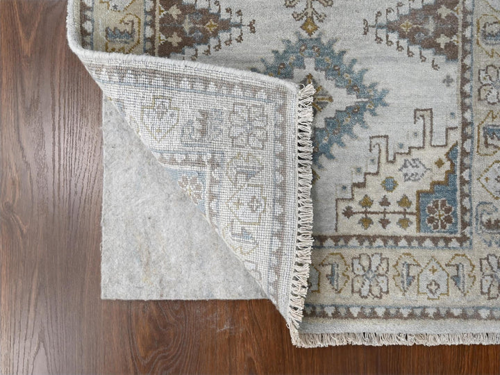 2'8" x 14'1" New Hand Knotted Grey Wool Runner Oriental Rug - MOA10284830
