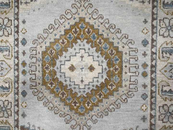 2'8" x 14'1" New Hand Knotted Grey Wool Runner Oriental Rug - MOA10284830