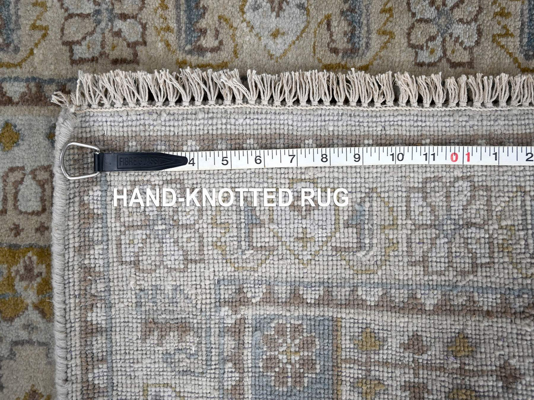 2'8" x 14'1" New Hand Knotted Grey Wool Runner Oriental Rug - MOA10284830