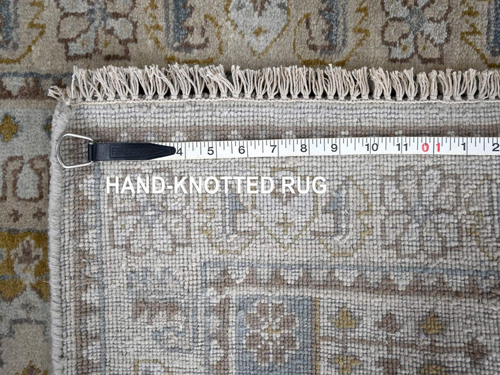 2'8" x 14'1" New Hand Knotted Grey Wool Runner Oriental Rug - MOA10284830