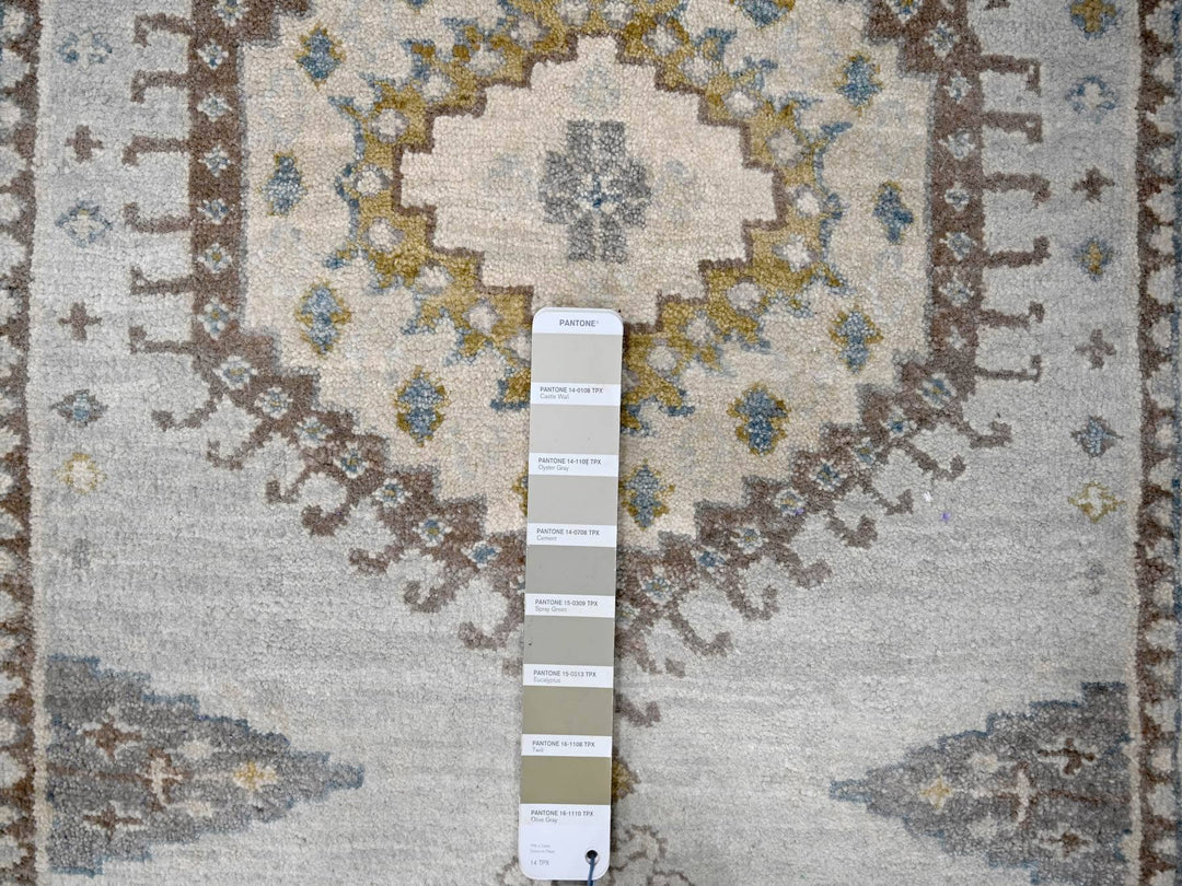 2'9" x 29'10" New Hand Knotted Grey Wool Runner Oriental Rug - MOA10284831