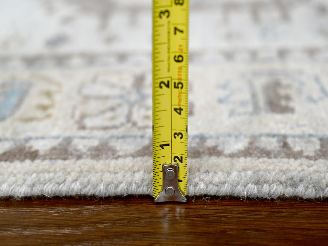 2'9" x 29'10" New Hand Knotted Grey Wool Runner Oriental Rug - MOA10284831