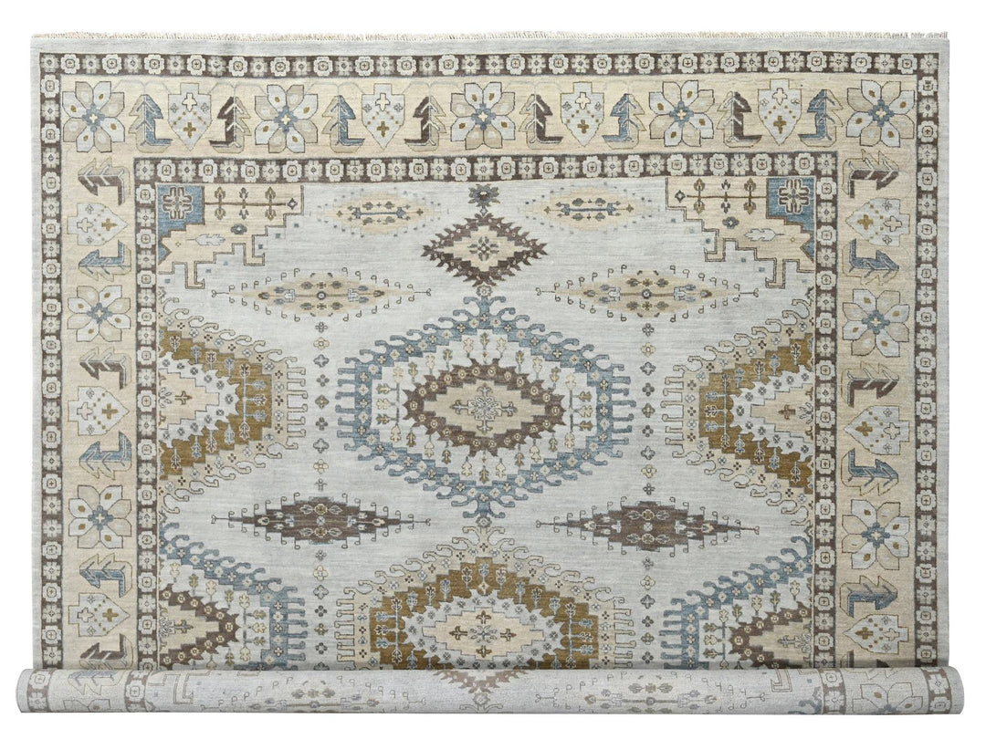 10'0" x 10'1" New Hand Knotted Grey Wool Square Oriental Rug - MOA10284832