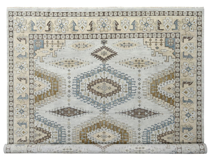 10'0" x 10'1" New Hand Knotted Grey Wool Square Oriental Rug - MOA10284832