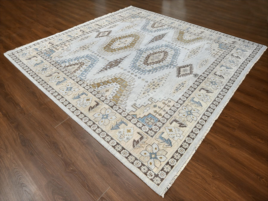 10'0" x 10'1" New Hand Knotted Grey Wool Square Oriental Rug - MOA10284832