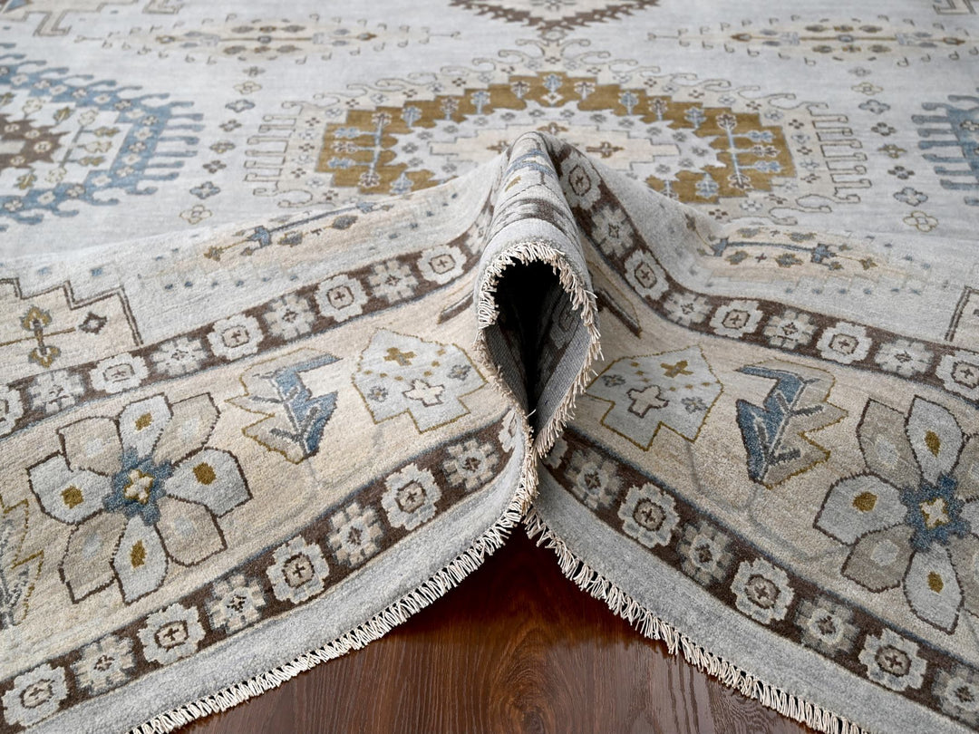 10'0" x 10'1" New Hand Knotted Grey Wool Square Oriental Rug - MOA10284832
