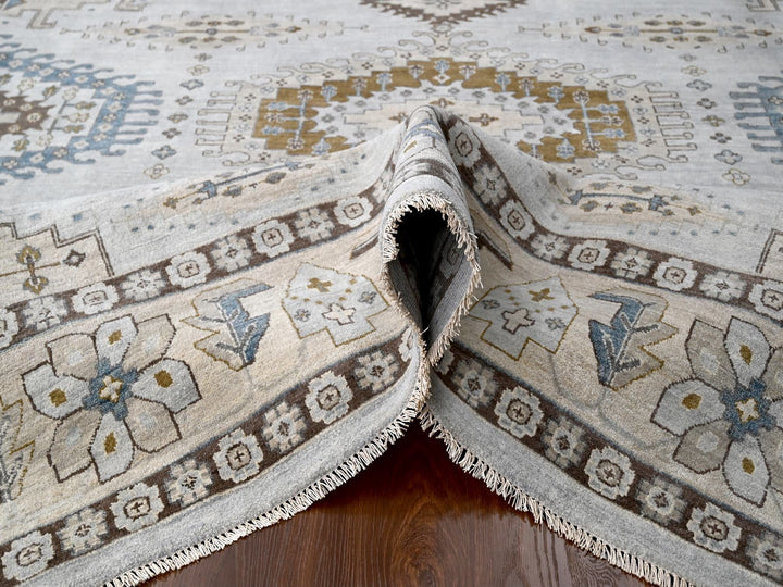 10'0" x 10'1" New Hand Knotted Grey Wool Square Oriental Rug - MOA10284832