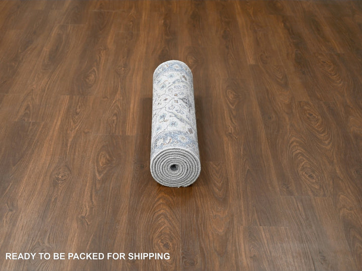 2'7" x 9'10" New Hand Knotted Grey Wool Runner Oriental Rug - MOA10284836