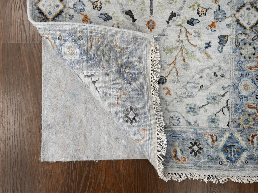 2'5" x 17'9" New Hand Knotted Grey Wool Runner Oriental Rug - MOA10284842