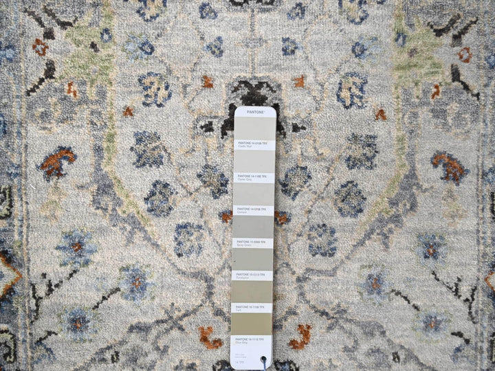 2'5" x 17'9" New Hand Knotted Grey Wool Runner Oriental Rug - MOA10284842