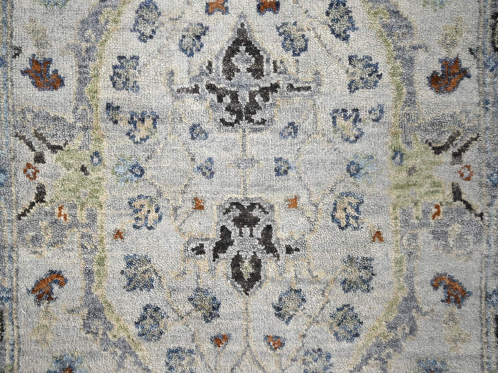 2'5" x 17'9" New Hand Knotted Grey Wool Runner Oriental Rug - MOA10284842