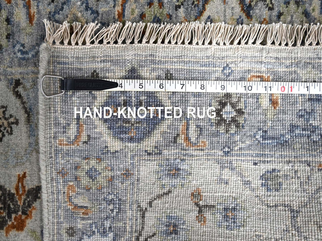 2'5" x 17'9" New Hand Knotted Grey Wool Runner Oriental Rug - MOA10284842