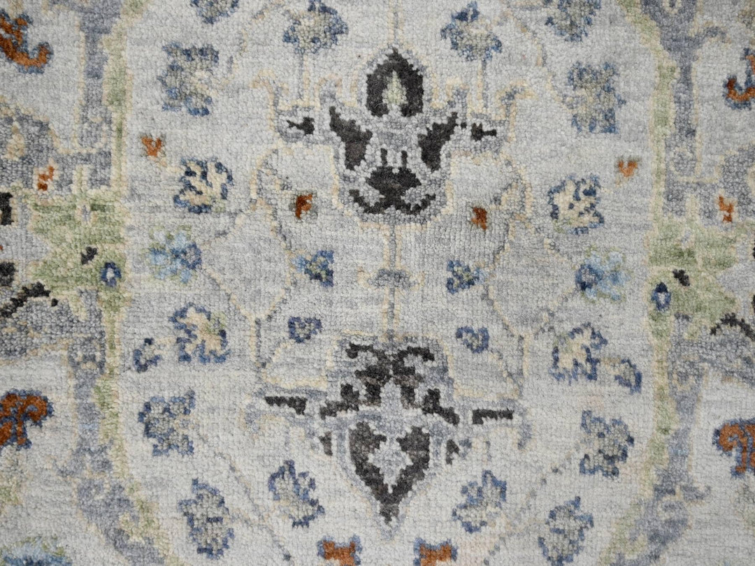 2'6" x 17'10" New Hand Knotted Grey Wool Runner Oriental Rug - MOA10284843