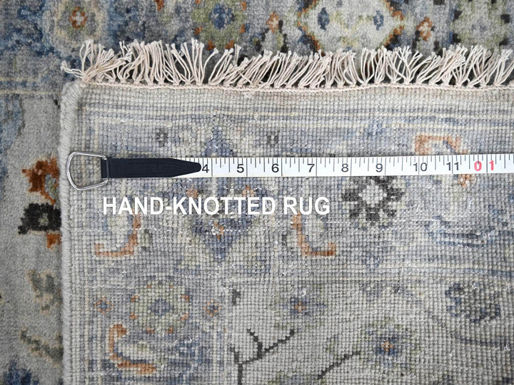 2'6" x 17'10" New Hand Knotted Grey Wool Runner Oriental Rug - MOA10284843