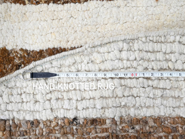 10'0" x 10'3" New Hand Knotted Brown Wool Round Oriental Rug - MOA10284845
