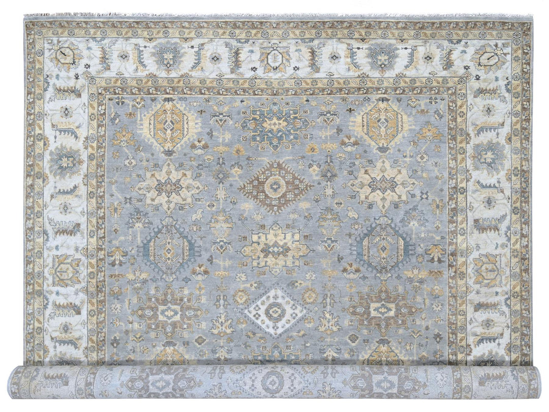 10'0" x 13'9" New Hand Knotted Grey Wool Rectangle Oriental Rug - MOA10284847