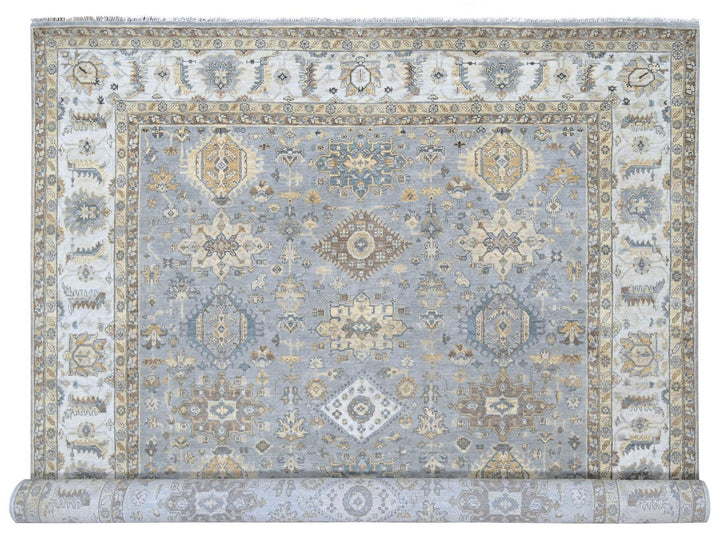 10'0" x 13'9" New Hand Knotted Grey Wool Rectangle Oriental Rug - MOA10284847