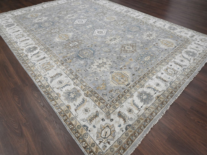 10'0" x 13'9" New Hand Knotted Grey Wool Rectangle Oriental Rug - MOA10284847