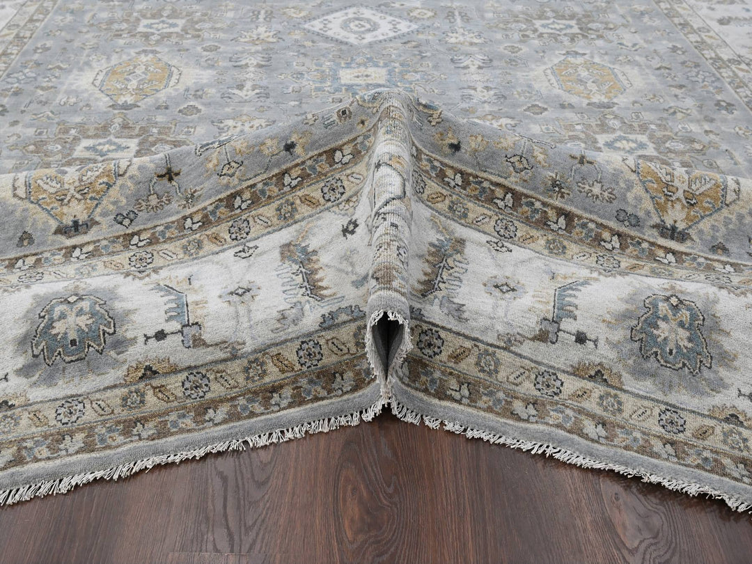 10'0" x 13'9" New Hand Knotted Grey Wool Rectangle Oriental Rug - MOA10284847