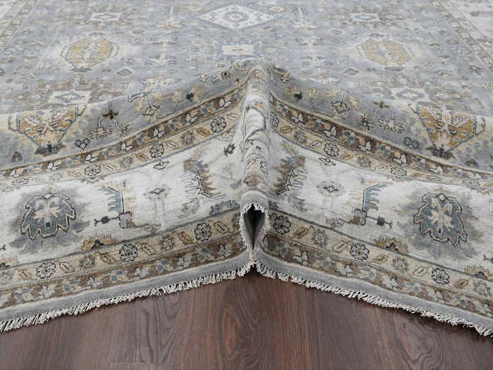 10'0" x 13'9" New Hand Knotted Grey Wool Rectangle Oriental Rug - MOA10284847
