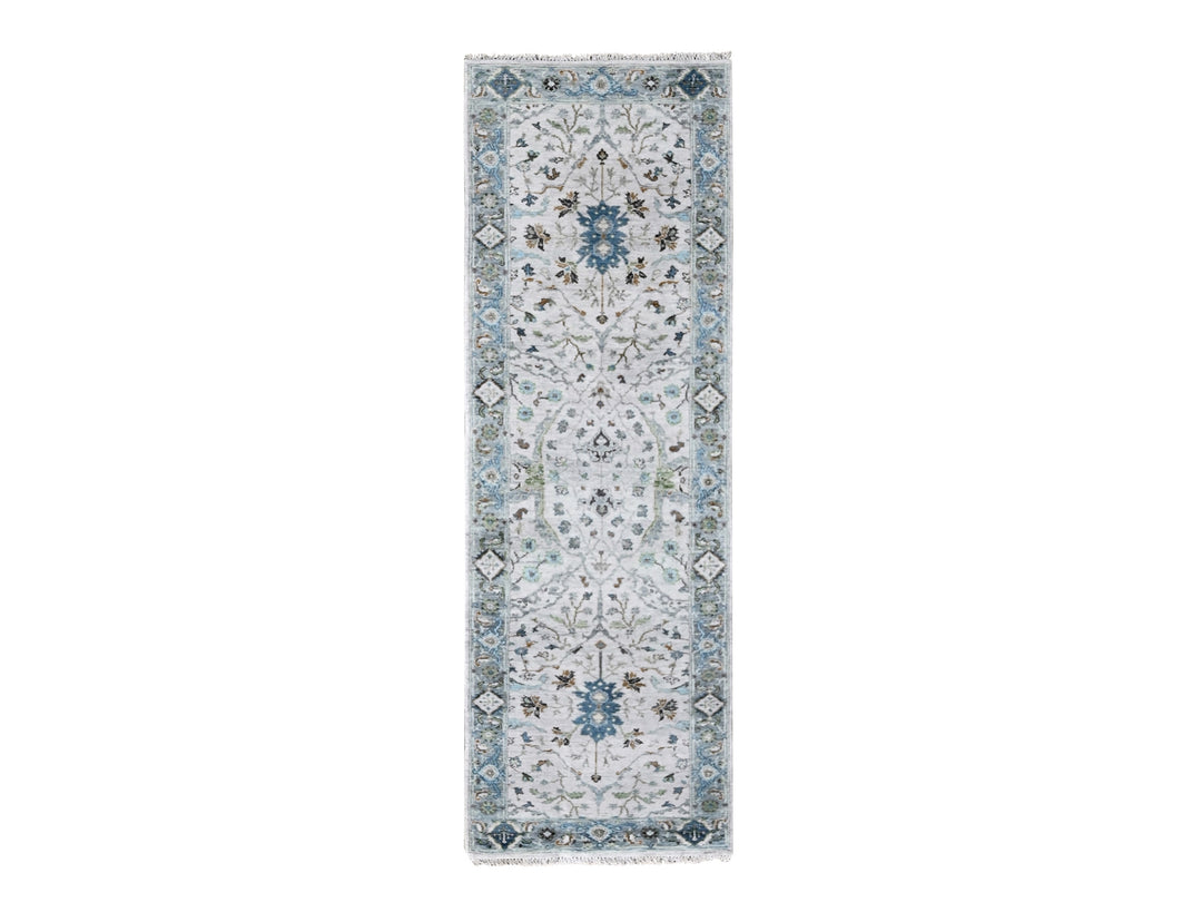 2'3" x 8'0" New Hand Knotted Grey Wool Runner Oriental Rug - MOA10284855