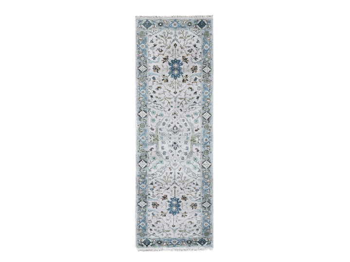 2'3" x 8'0" New Hand Knotted Grey Wool Runner Oriental Rug - MOA10284855