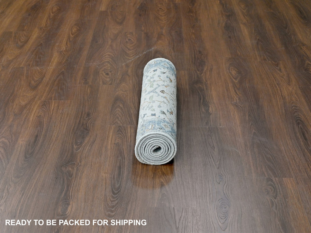 2'3" x 8'0" New Hand Knotted Grey Wool Runner Oriental Rug - MOA10284855