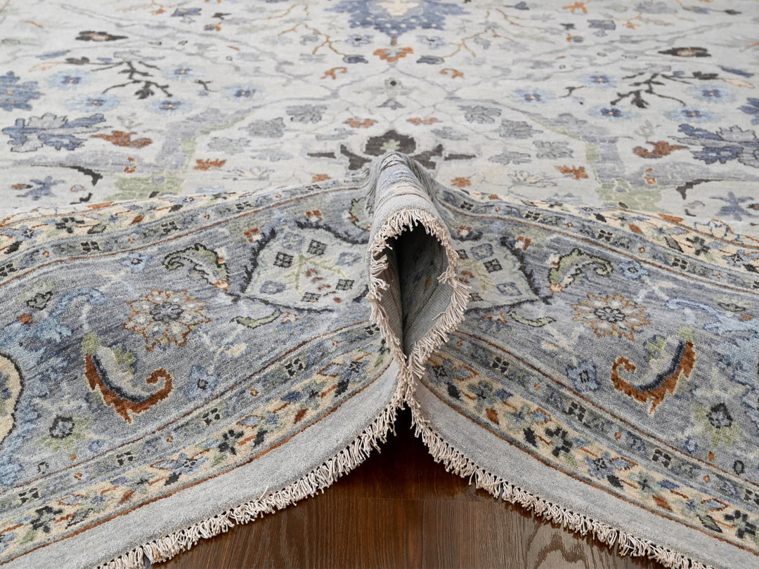 9'8" x 9'8" New Hand Knotted Grey Wool Square Oriental Rug - MOA10284859