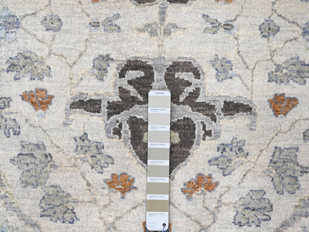 9'8" x 9'8" New Hand Knotted Grey Wool Square Oriental Rug - MOA10284859
