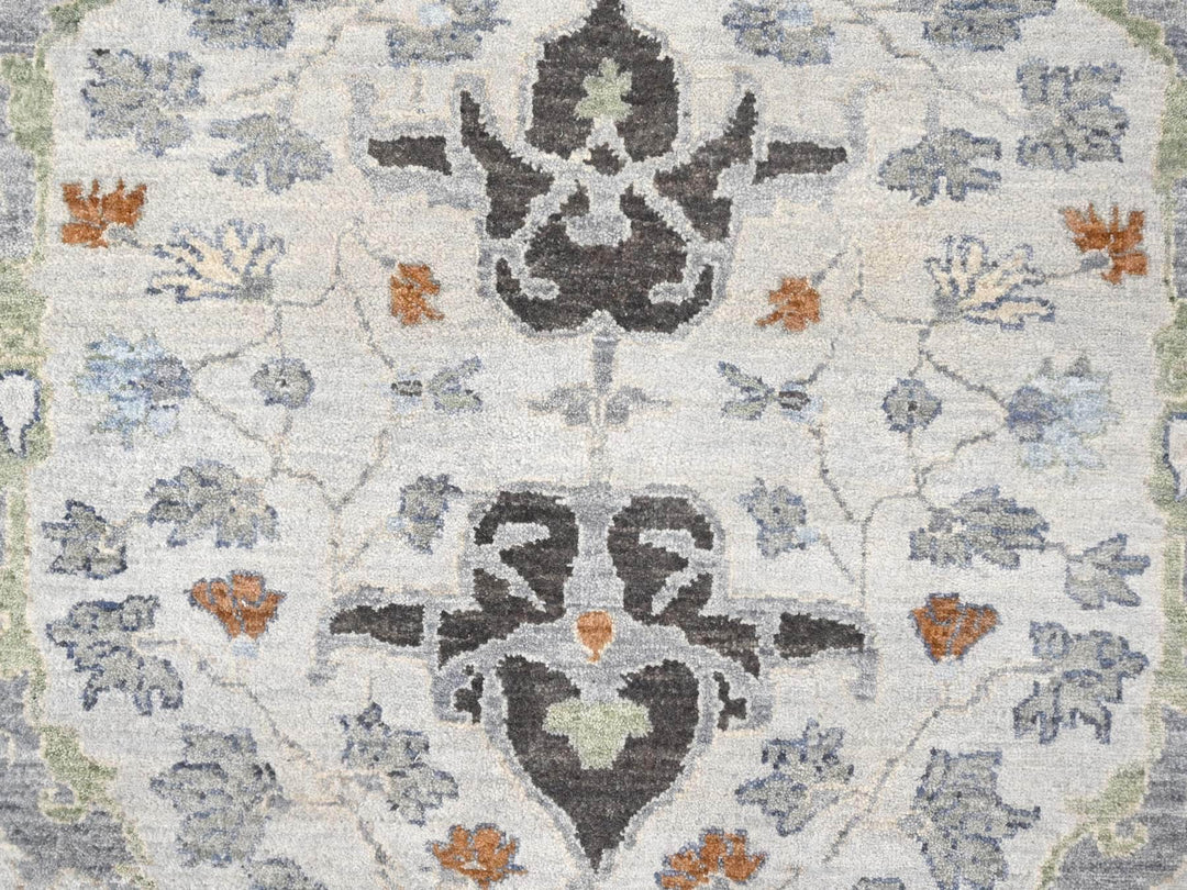 9'8" x 9'8" New Hand Knotted Grey Wool Square Oriental Rug - MOA10284859