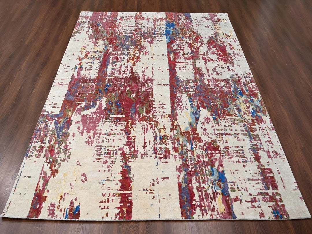9'3" x 12'1" New Hand Knotted Beige Wool Rectangle Oriental Rug - MOA10284864