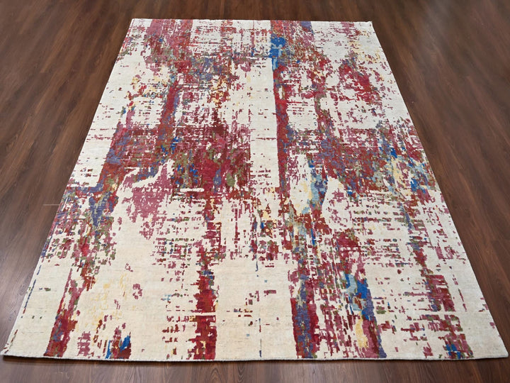 9'3" x 12'1" New Hand Knotted Beige Wool Rectangle Oriental Rug - MOA10284864