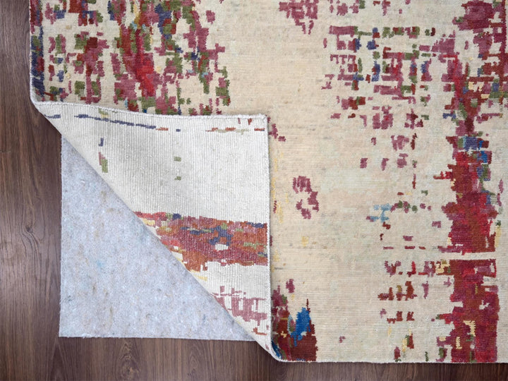 9'3" x 12'1" New Hand Knotted Beige Wool Rectangle Oriental Rug - MOA10284864