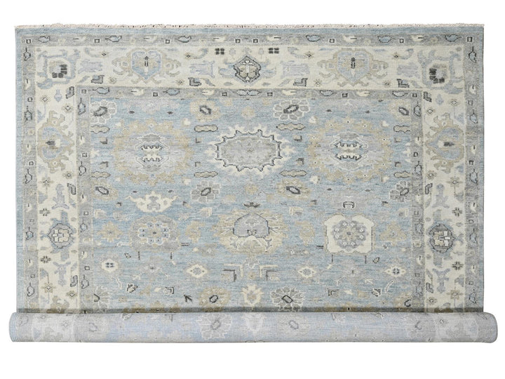 9'10" x 13'10" New Hand Knotted Blue Wool Rectangle Oriental Rug - MOA10284879
