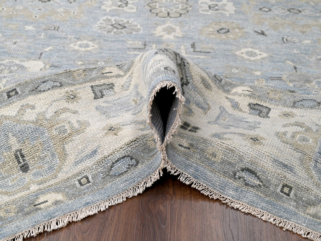 9'10" x 13'10" New Hand Knotted Blue Wool Rectangle Oriental Rug - MOA10284879