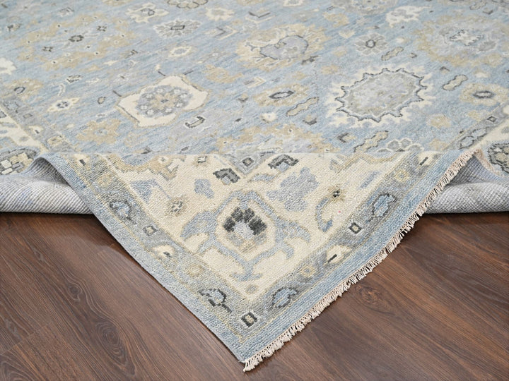 9'10" x 13'10" New Hand Knotted Blue Wool Rectangle Oriental Rug - MOA10284879