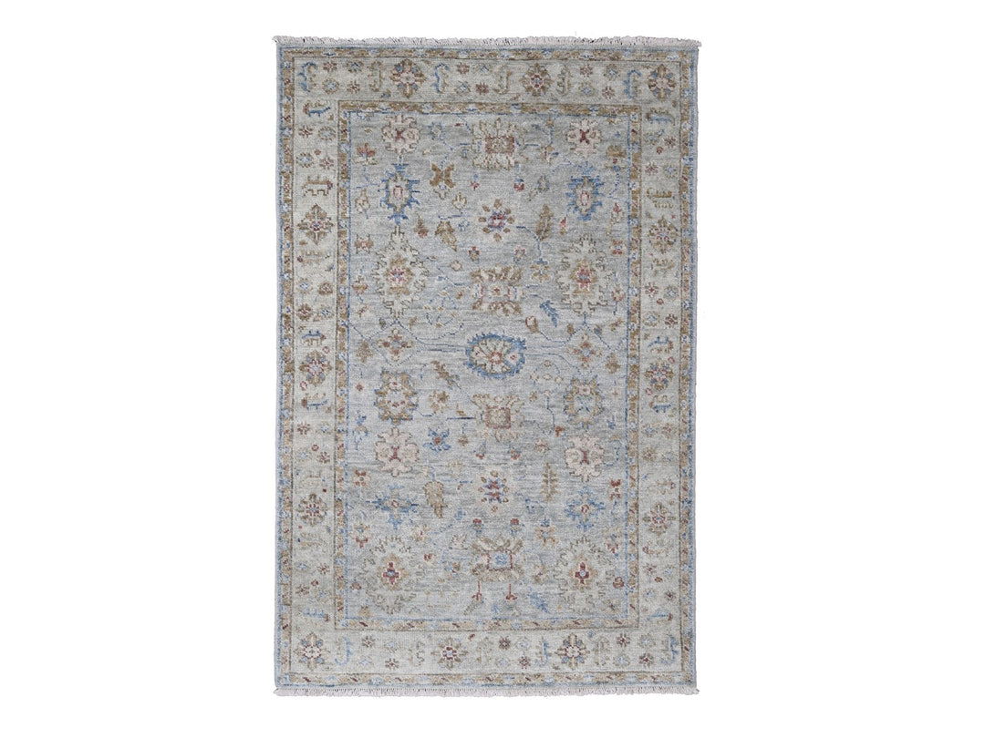 6'1" x 9'0" New Hand Knotted Blue Wool Rectangle Oriental Rug - MOA10284885