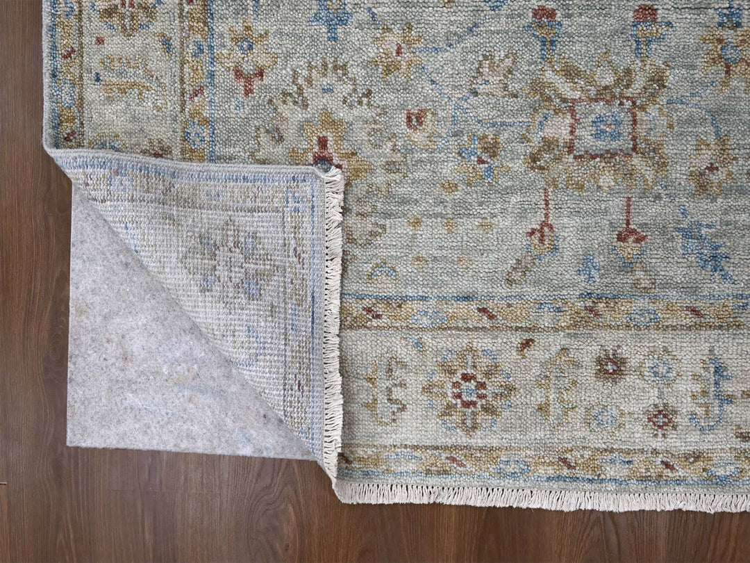 6'1" x 9'0" New Hand Knotted Blue Wool Rectangle Oriental Rug - MOA10284885