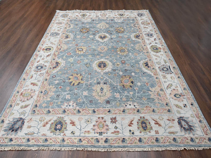 8'9" x 12'0" New Hand Knotted Grey Wool Rectangle Oriental Rug - MOA10284888