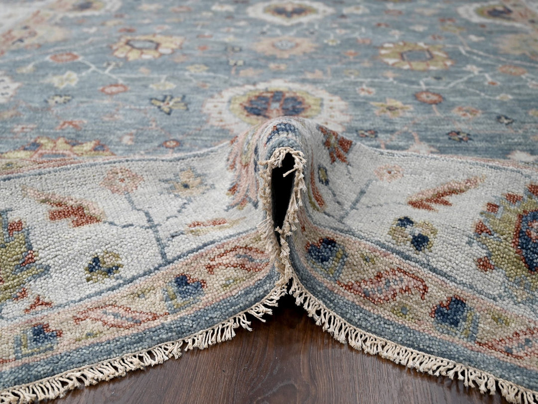 8'9" x 12'0" New Hand Knotted Grey Wool Rectangle Oriental Rug - MOA10284888