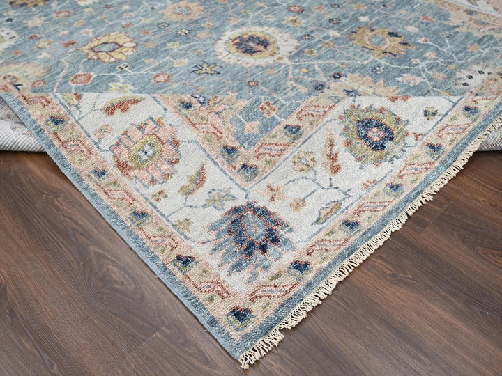 8'9" x 12'0" New Hand Knotted Grey Wool Rectangle Oriental Rug - MOA10284888