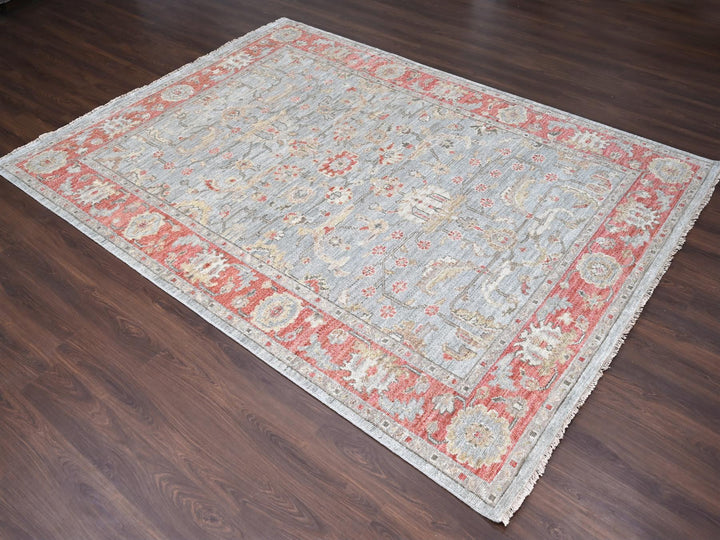 9'0" x 11'10" New Hand Knotted Green Wool Rectangle Oriental Rug - MOA10284893