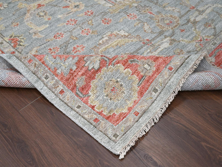 9'0" x 11'10" New Hand Knotted Green Wool Rectangle Oriental Rug - MOA10284893