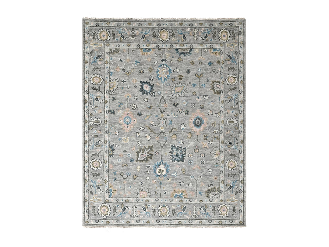 7'11" x 10'0" New Hand Knotted Grey Wool Rectangle Oriental Rug - MOA10284897