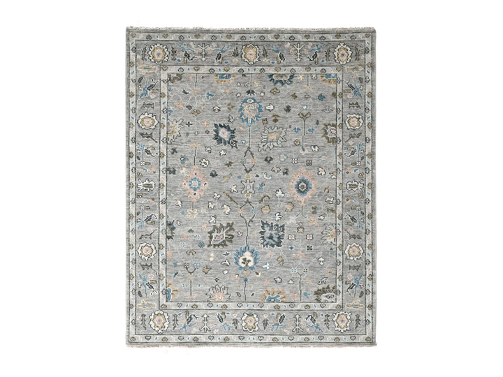 7'11" x 10'0" New Hand Knotted Grey Wool Rectangle Oriental Rug - MOA10284897
