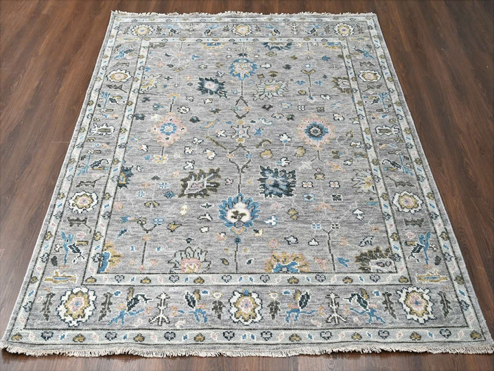 7'11" x 10'0" New Hand Knotted Grey Wool Rectangle Oriental Rug - MOA10284897