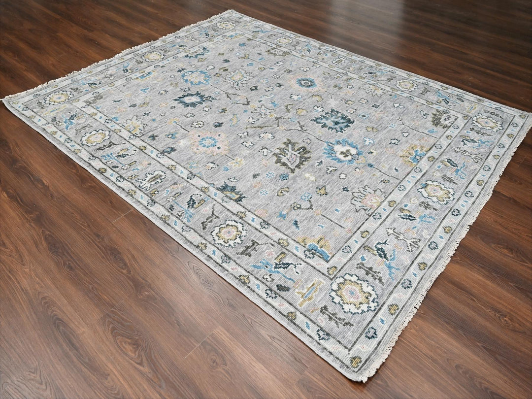 7'11" x 10'0" New Hand Knotted Grey Wool Rectangle Oriental Rug - MOA10284897